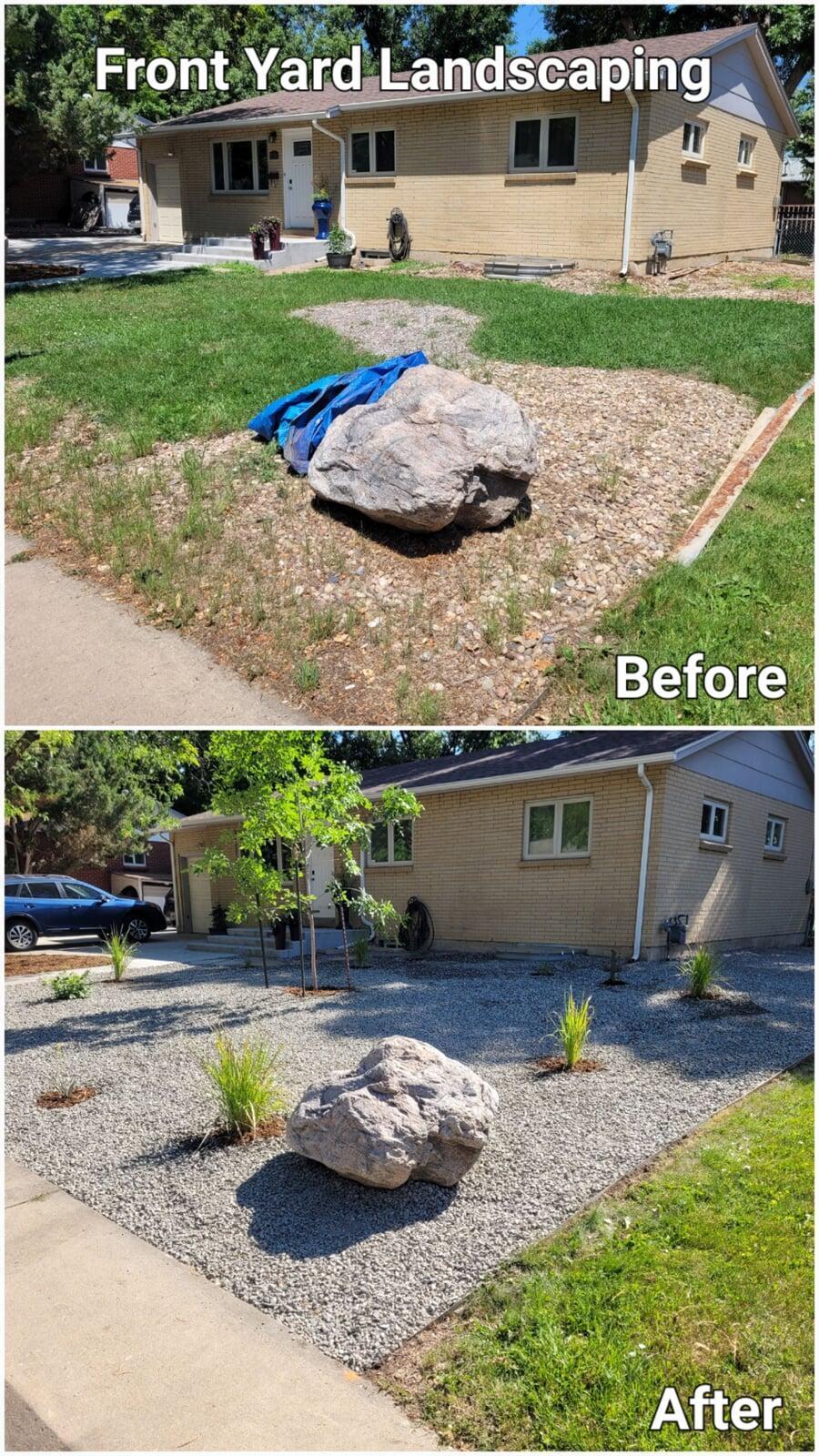 Before and After - Front Yard landscaping