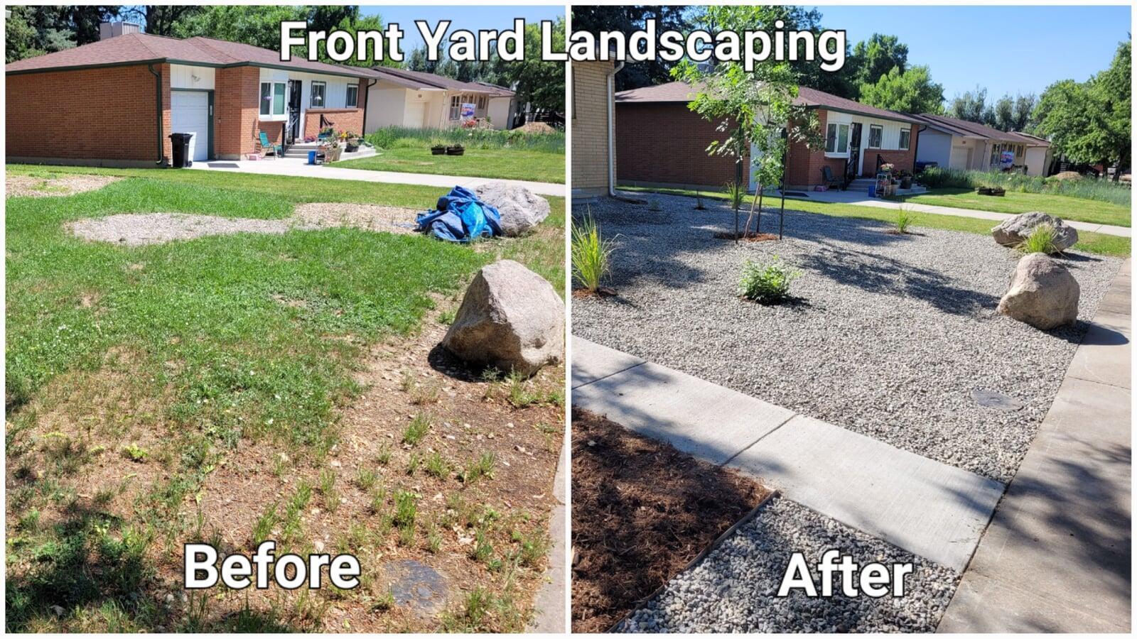 Before and after - front yard landscaping